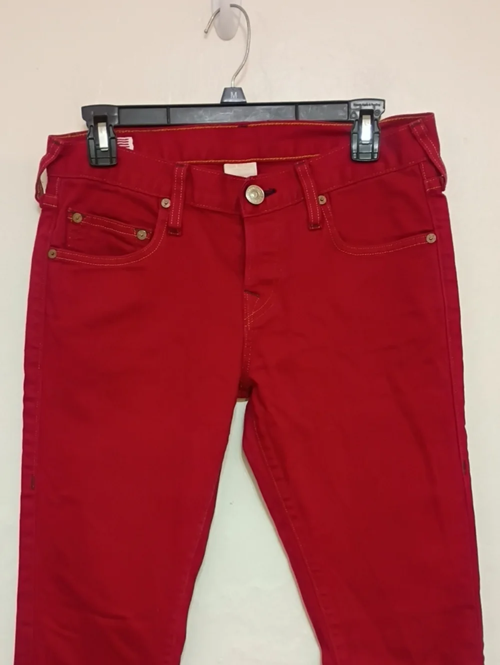 True Religion Rocco Red Denim Slim Straight Jeans Size 29 Inseam 34